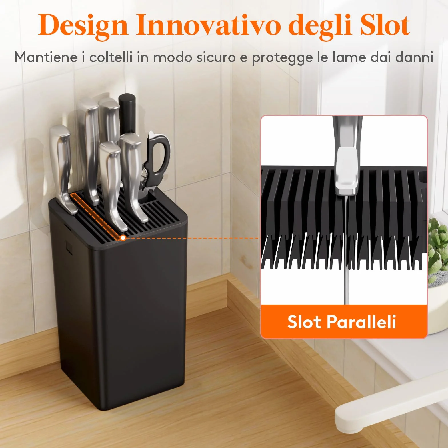 Lifewit Portacoltelli Universale per Fino a 15 Coltelli con Fessura Forbici e Affilacoltelli, Nero