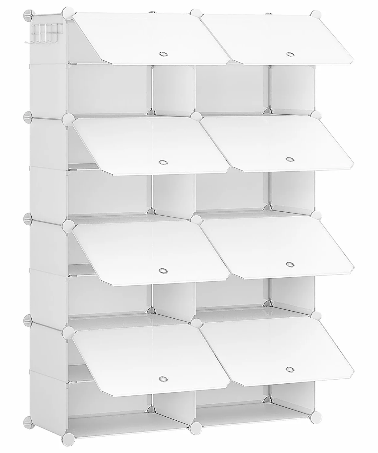 HOOBRO Scarpiera 8 Scomparti con Sportello, Scaffale Componibile in Plastica 40x30x30 cm, Bianco