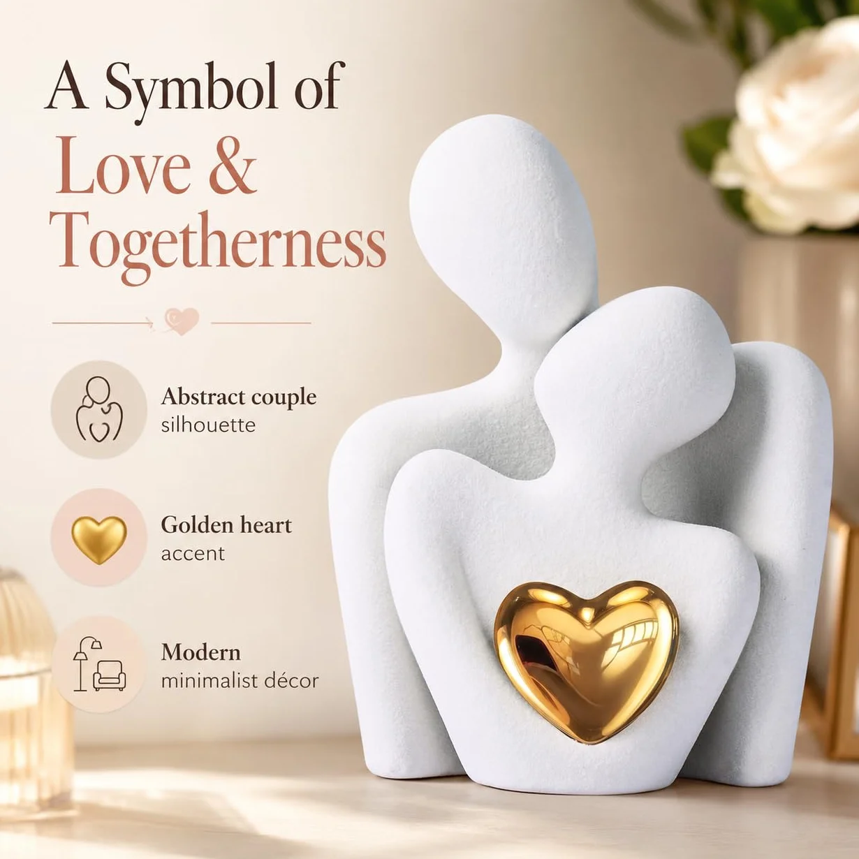 XMGZQ Regali di Coppia, Coppia di Innamorati Statua Decorativa da Interno per Coppie, Soprammobili Moderni per Casa - Scultura d'Amore, Regalo Anniversario Romantico