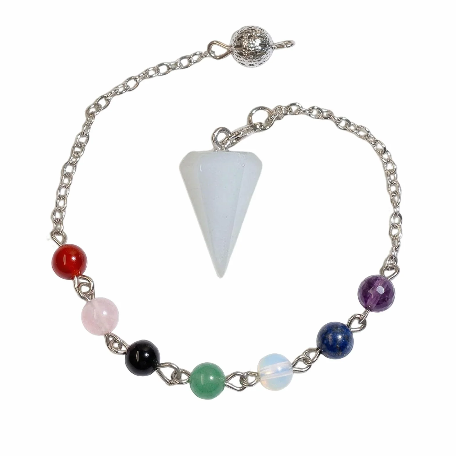 Pendolo Divinatorio 7 Chakra Cristallo Naturale Radioestesia Esoterico Pietra Reiki Meditazione