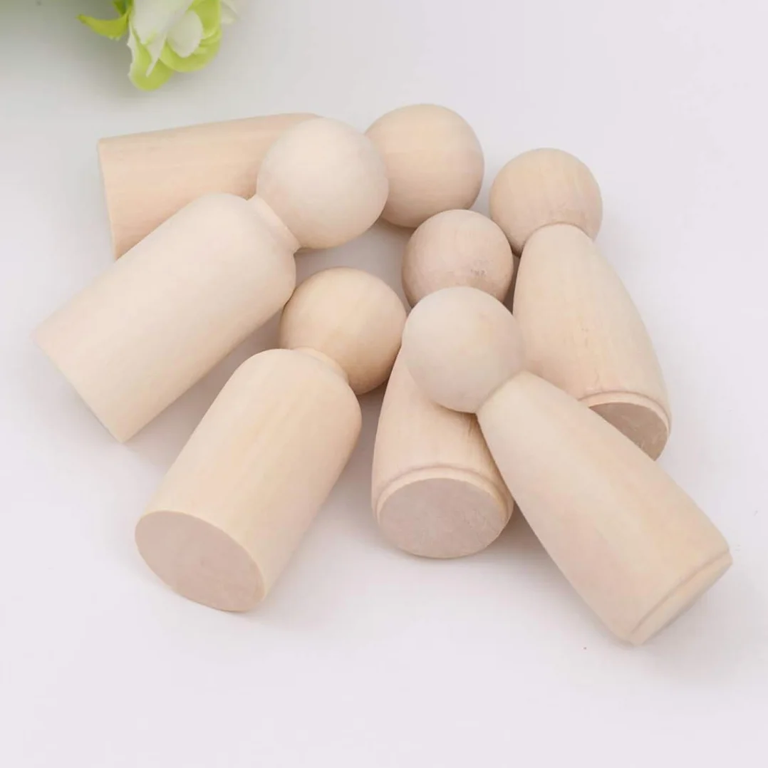 LUUFAN 20 bambole in legno da 65 mm, non rifinite, femminile, maschile, corpi vuoti, per fai da te, artigianato, feste di nozze (confezione da 20)