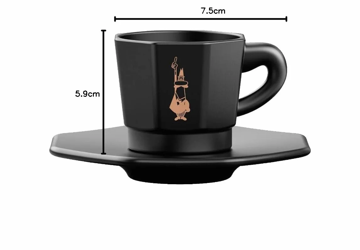 Bialetti Tazzine Ottagonali Porcellana Nero-Oro Rosa 75 Unità