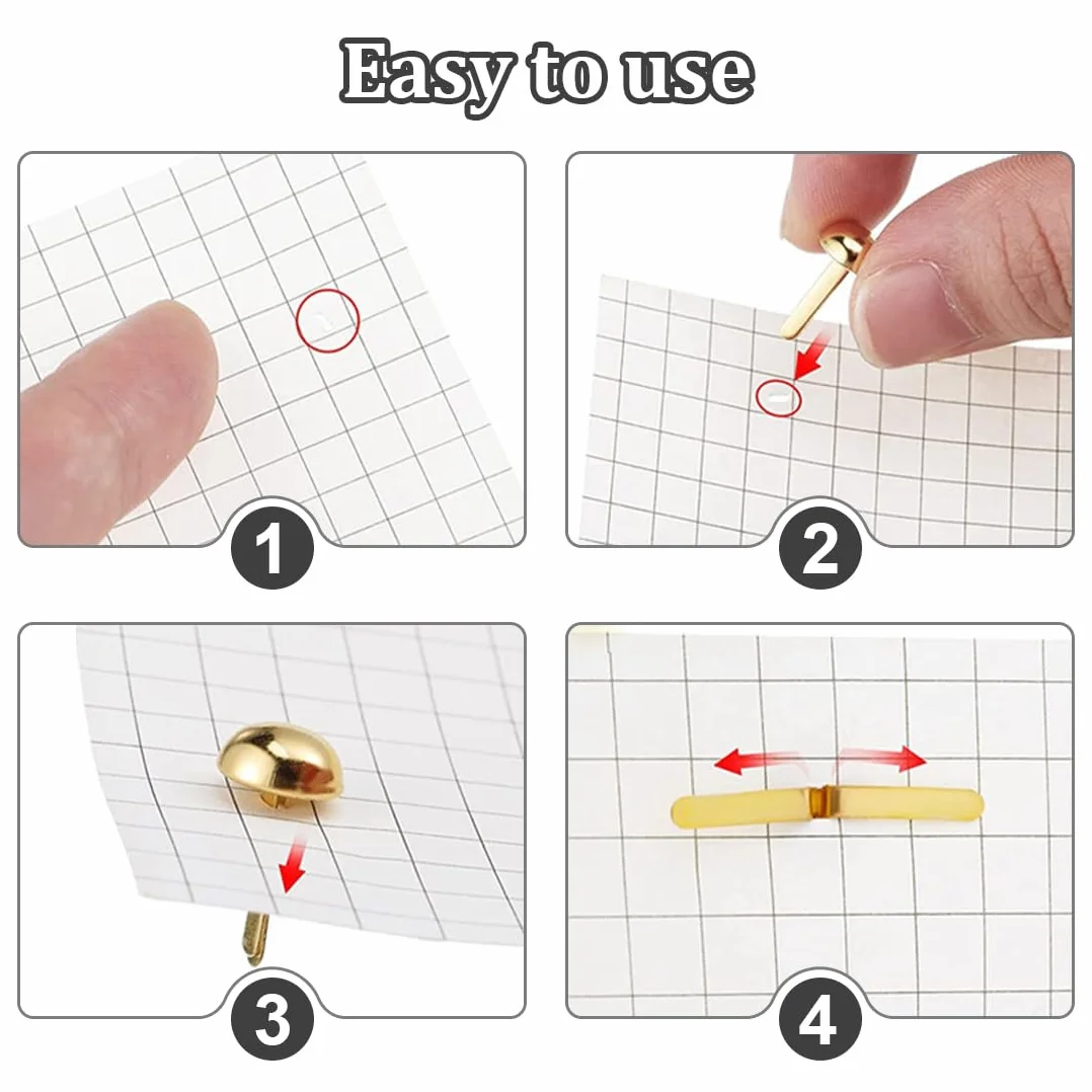 200 PCS Clip in Metallo con Punta Rotonda,di Fissaggio in Carta Dorata Mini Fermi in Ottone Tondo per lavori artistici Fai da Te,Album,Scrapbooking,DIY Carta,progetti Fai da Te