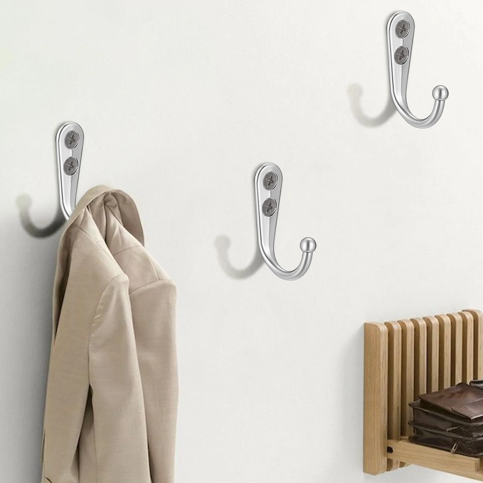 Ganci Appendiabiti da Parete Vintage in Metallo, 10 Pezzi con Viti per Cucina Bagno