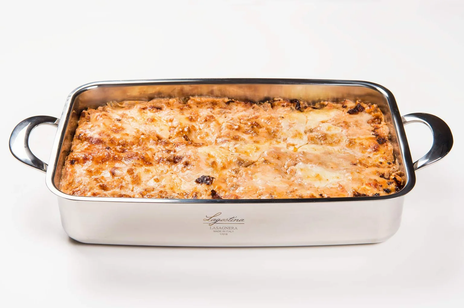 Lagostina Patrimonio Lasagnera per Forno con Coperchio di Legno di Ciliegio, Acciaio Inox e Legno, 22x35 cm