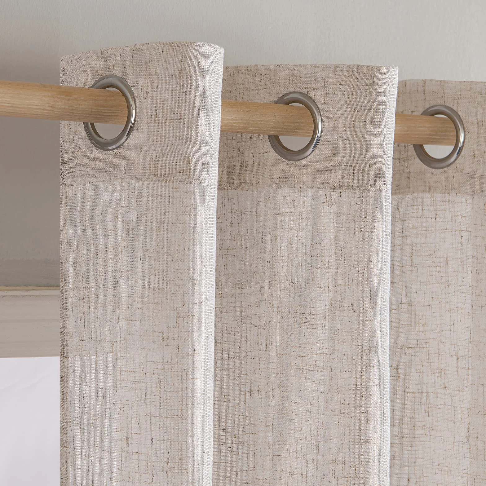 MIULEE Lino Tende Finestre Occhielli Tenda Pannello Traslucido Moderne Vela Trasparente 2 Pezzo Set Lino Naturale Bianco 140x260 cm