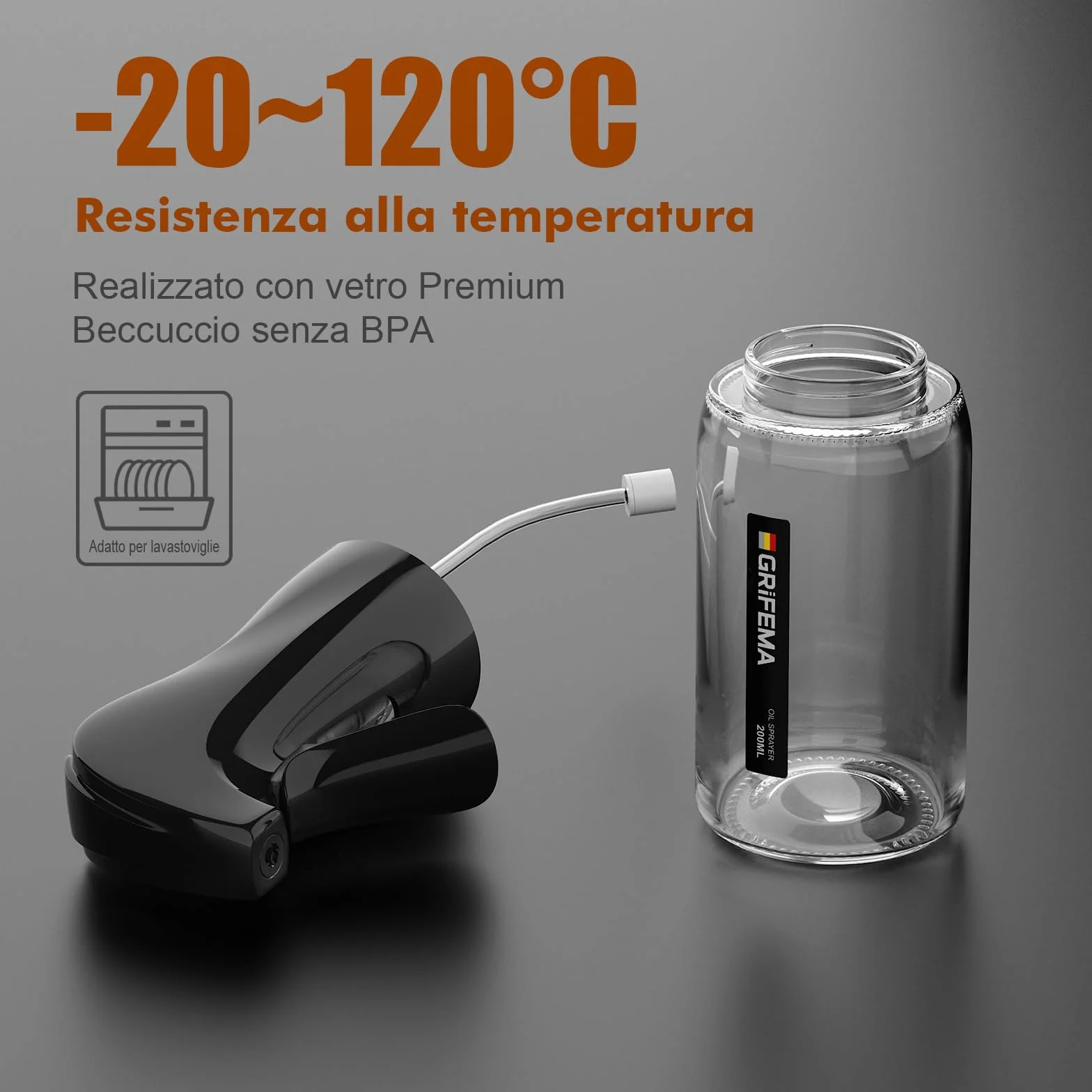 GRIFEMA Oliera a Getto Controllato 200 ml Vetro Antigoccia GE2003B