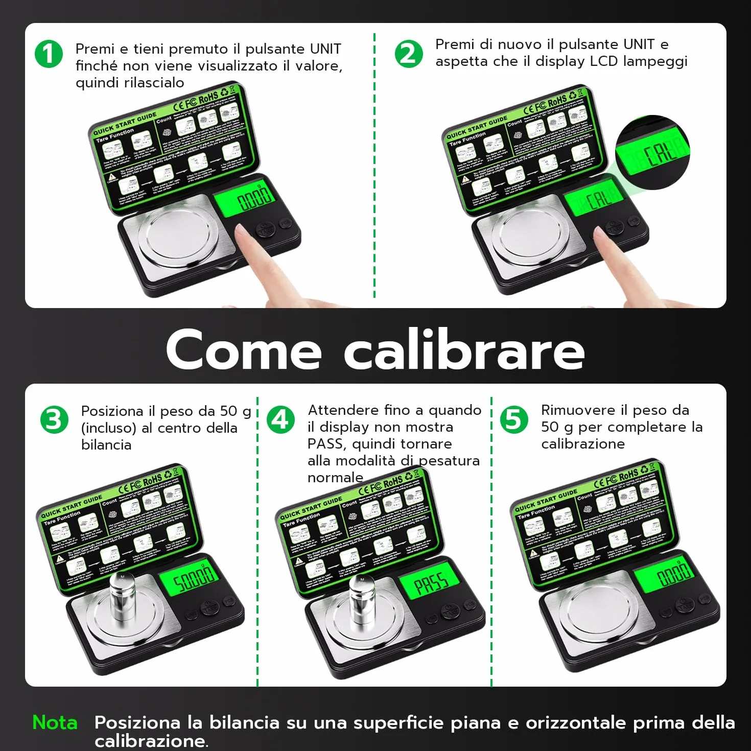 Wigearss 50g/0.001g Bilancia Milligrammi Alta Precisione, Bilancia Tascabile Digitale con Peso di Calibrazione, Pinzette, Vassoio e Misurino