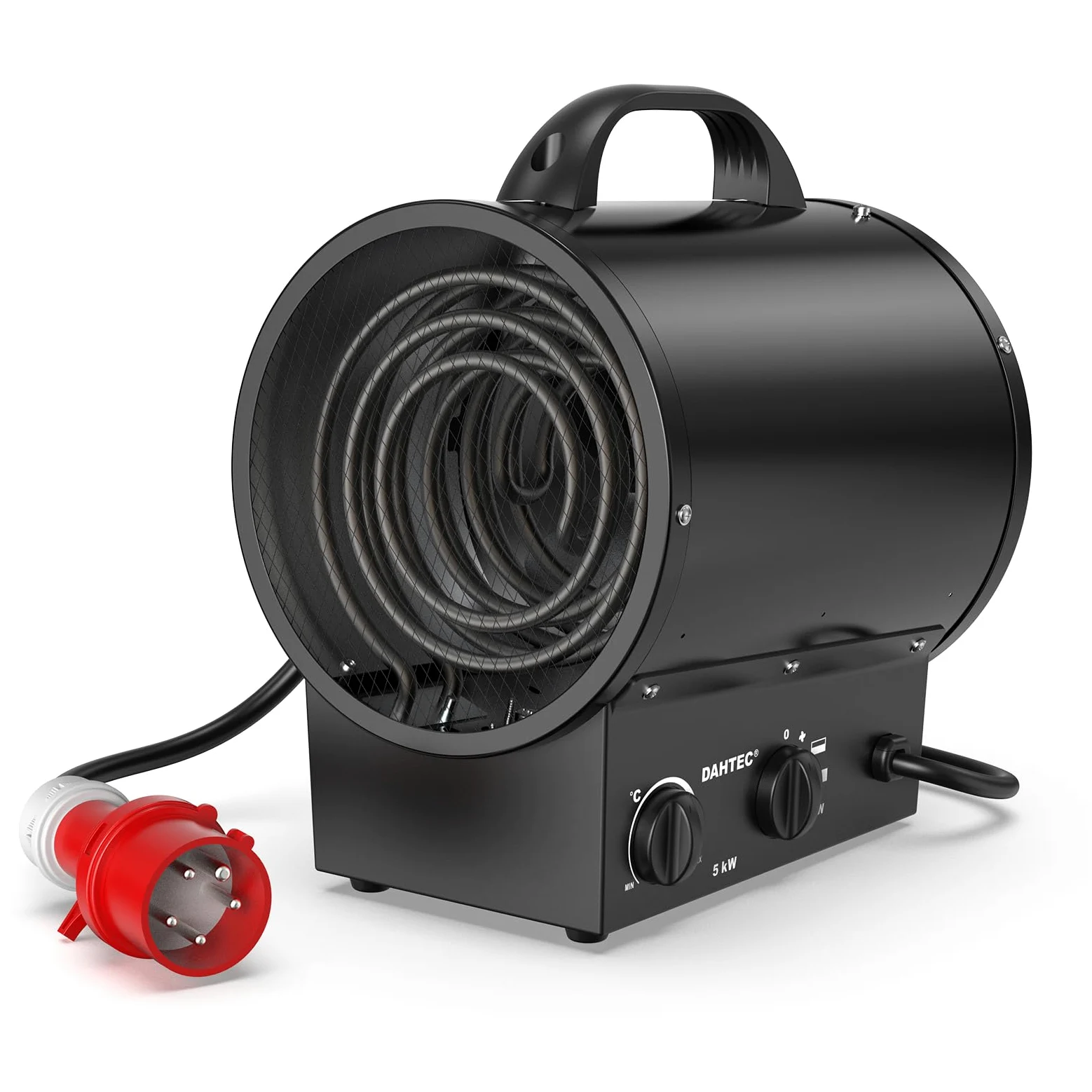 Termoventilatore 5000W - Stufetta Elettrica Portatile - Riscaldamento Industriale - Maniglia, Termostato e Protezione da Surriscaldamento (Nero)