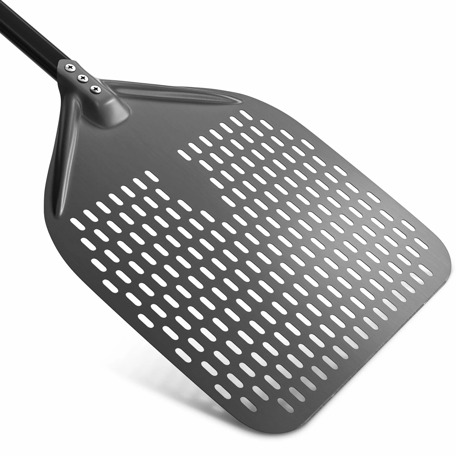 Pala per Pizza Forata 12 Pollici in Alluminio Anodizzato con Manico Lungo Rimovibile