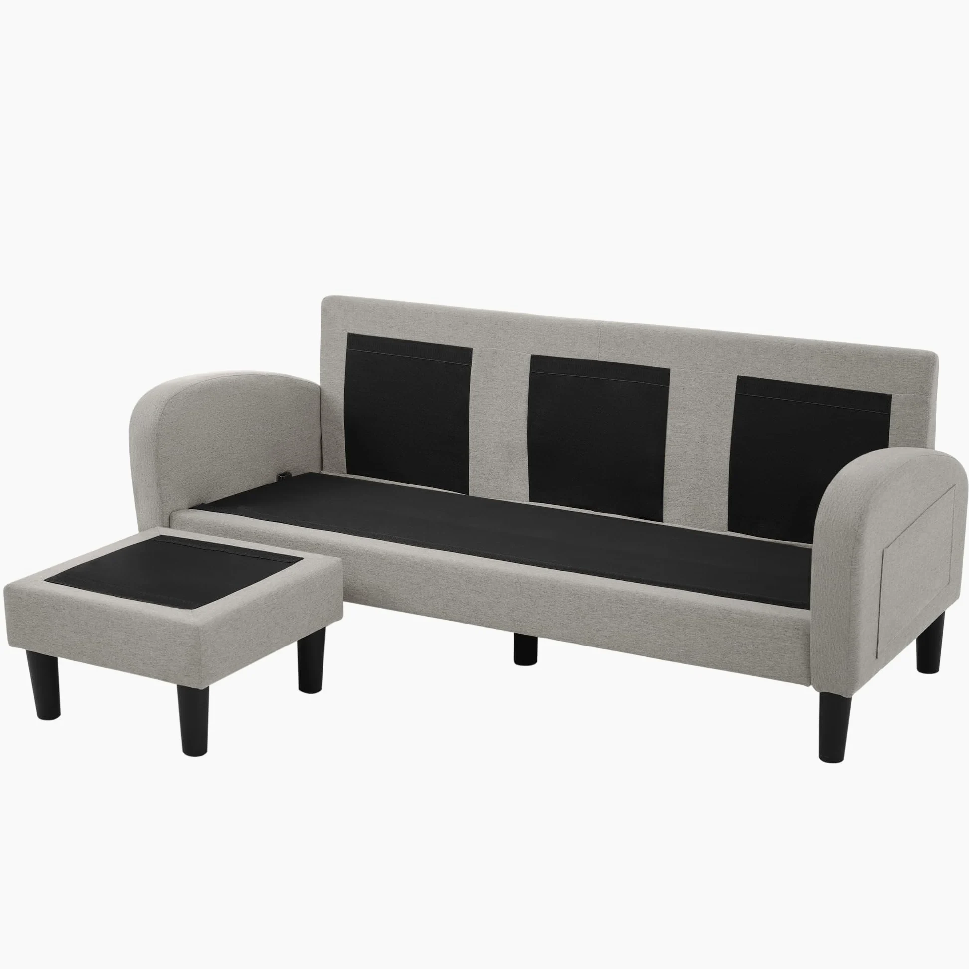 TIZZ Divano angolare a forma di L con chaise longue - Divano a 3 posti, 166 x 118 x 77 cm, tessuto in lino di cotone traspirante, gambe in plastica, design modulare, ideale per soggiorno, appartamenti