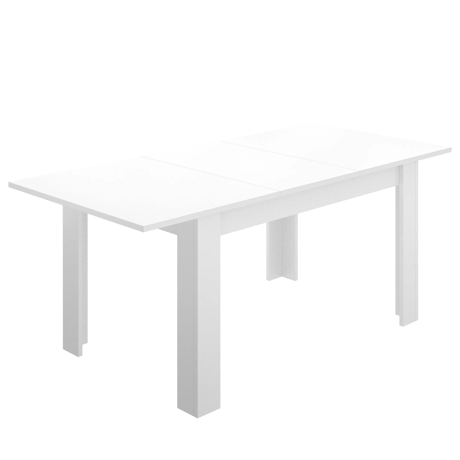 Dmora - Tavolo allungabile Caladora, Consolle con allunghe, Tavolo da pranzo multiuso, Ripiano estensibile da cucina, 190x90 h77 cm, Bianco lucido