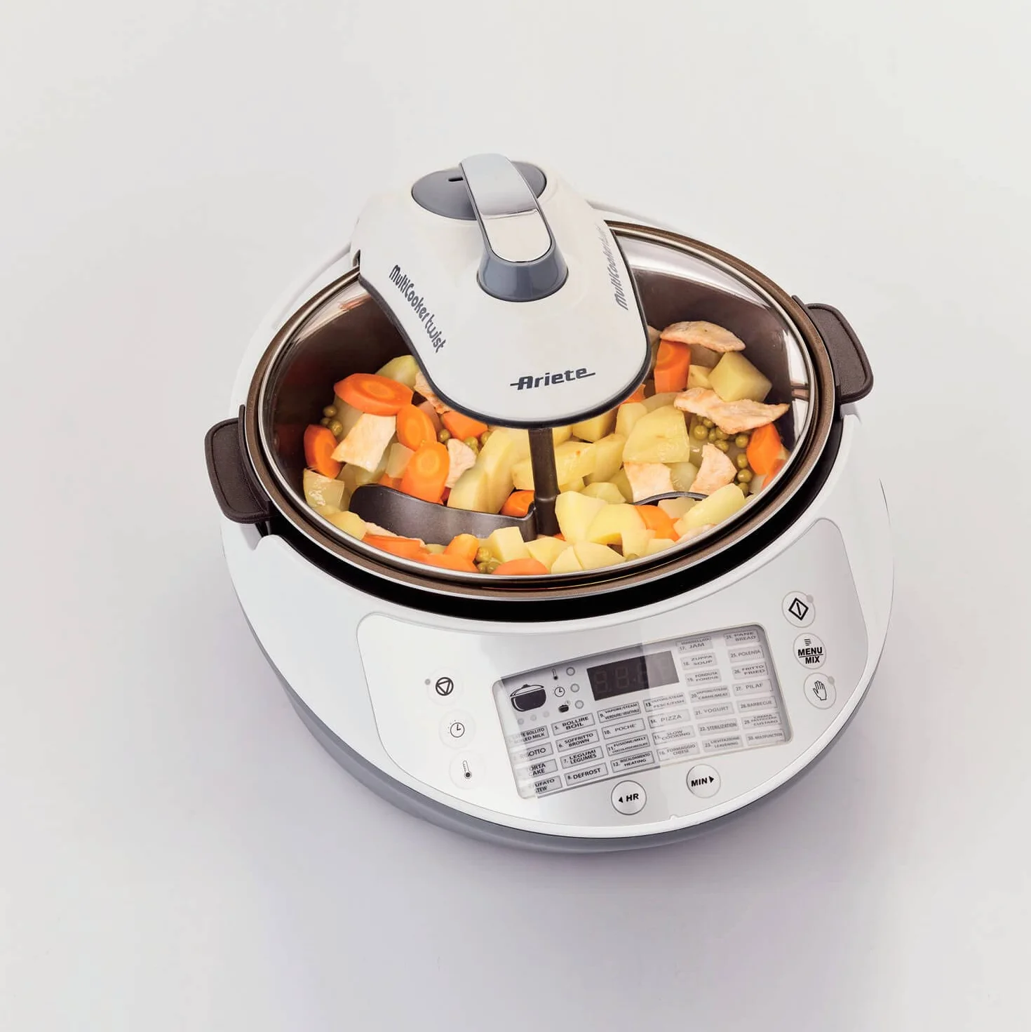 Ariete Multicooker Twist 2945, Macchina per Cucinare, Pentola Elettrica Multifunzione 5L 1900W Bianco