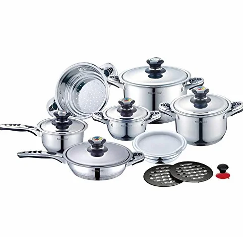 Royalty Line Switzerland Batteria Pentole 16 pezzi Nuova Serie in scatola regalo, ACCIAIO INOX 18/10, PROFESSIONALE RL-16B