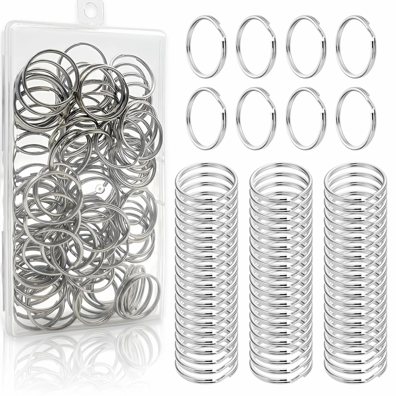 100 Pezzi Anello Portachiavi 20mm Anelli per Chiavi 304 Acciaio Inossidabile Utilizzato per Gioielli Fai -da -te Portachiavi Ganci per Borse