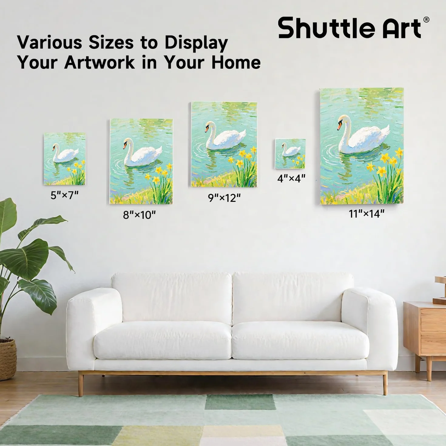 Tela per Dipingere di Shuttle Art, 15 Varie Misure,10x10, 12x17, 20x25, 23x30, 28x35 cm (3 pz Ciascuno),100% Cotone Cartone Telato Bianco per Bambini Adulti per Pittura Ad Olio Acrilico
