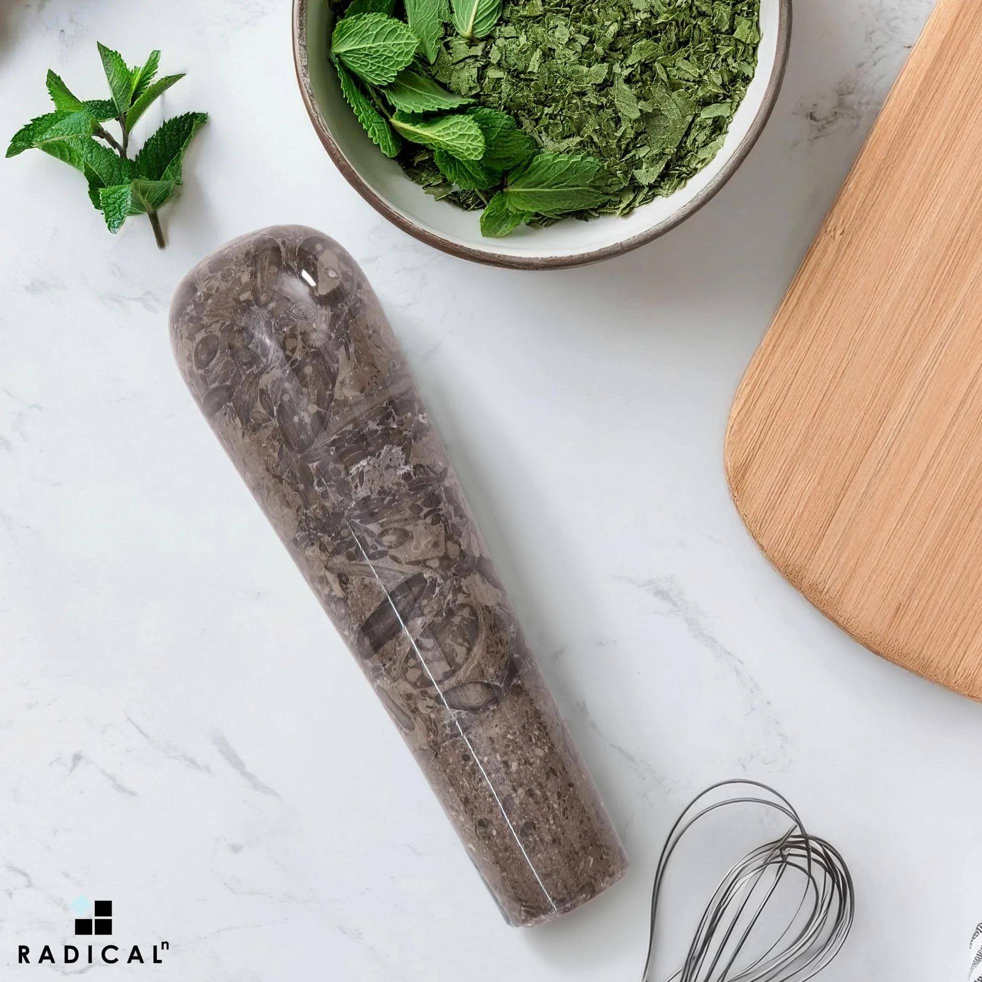 Pestello in marmo 14 cm fatto a mano per mortaio e spezie, ricambio cucina