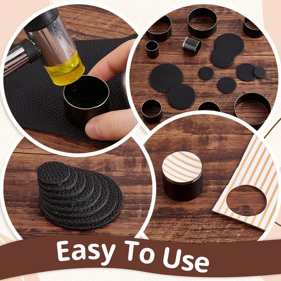 PH PandaHall 8pz Taglierina Circolare per Pelle Set di Taglierine per Punzonatura Tonda Acciaio ad Alto Taglio Punzonatura Set per Pelle Tessuto Argilla Gomma Plastica, 20 25 30 35 40 45 50 55mm