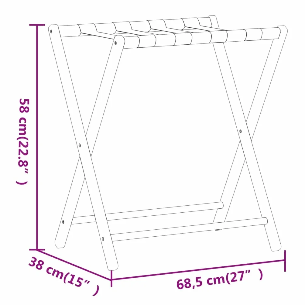 vidaXL Portabagagli 68,5x38x58 cm Bambù