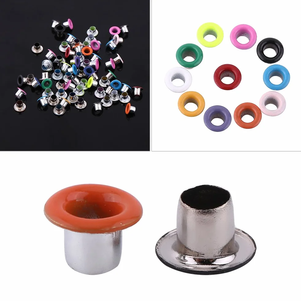 Occhielli rotondi metallo da 3 mm 500 pezzi colori misti, per scrapbooking scarpe artigianali pelle vestiti fai da te
