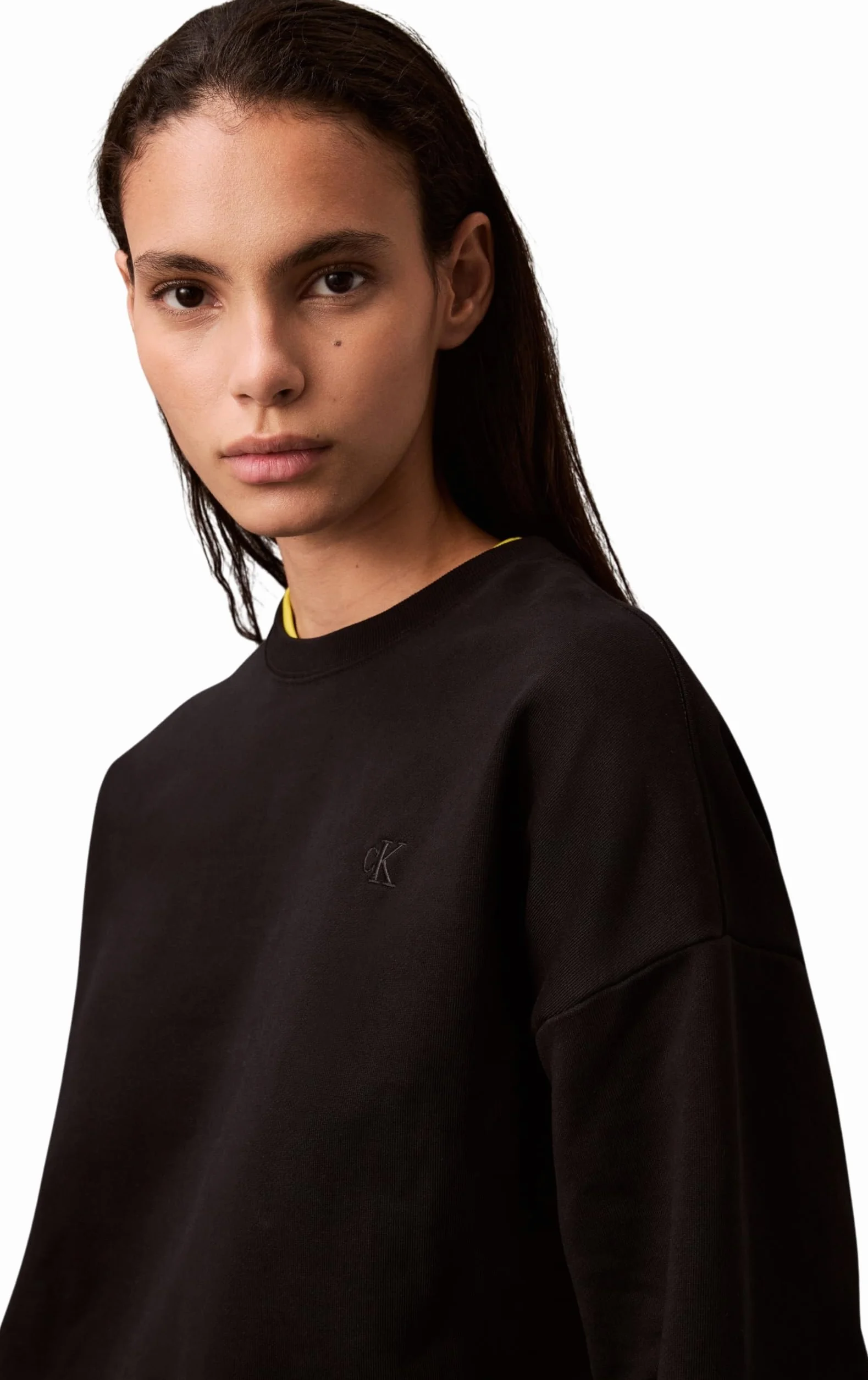 Calvin Klein Donna Felpa Archive Logo French Terry Girocollo