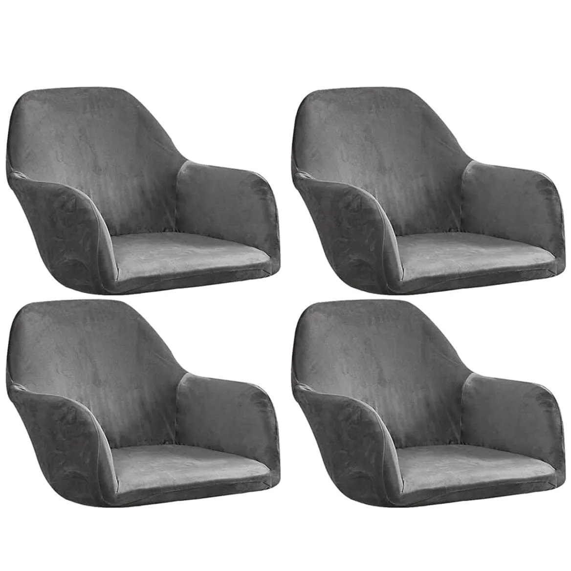 Set di 4 copripoltrone elastiche universali, protezione per mobili da ufficio, sala da pranzo, cucina, design moderno (grigio)