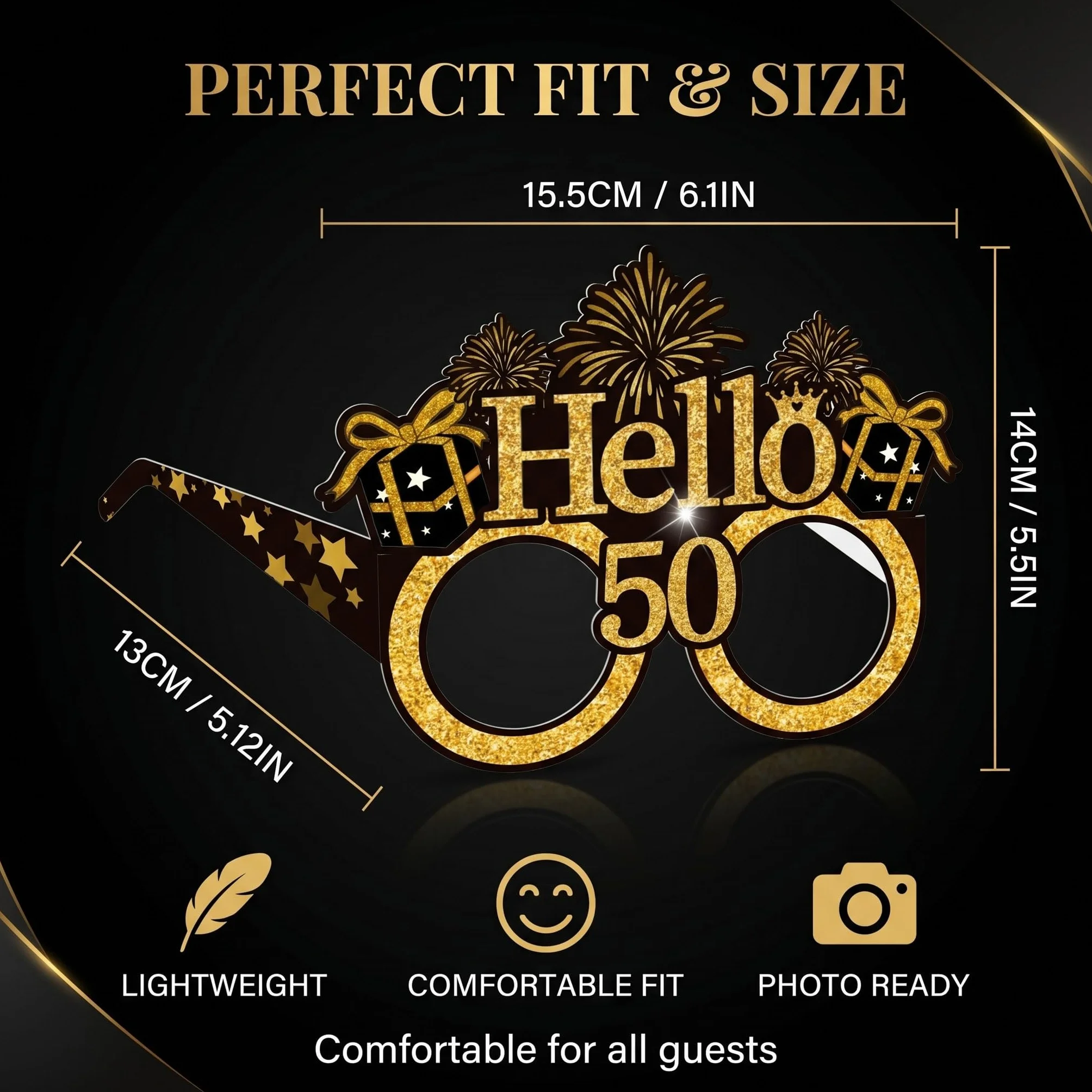 8 Pezzi Occhiali 50 Anni Compleanno - Gadget Divertenti per Photobooth e Decorazioni Festa, Bomboniere Originali per Uomo e Donna, Accessori per Foto Ricordo e Scherzi Compleanno