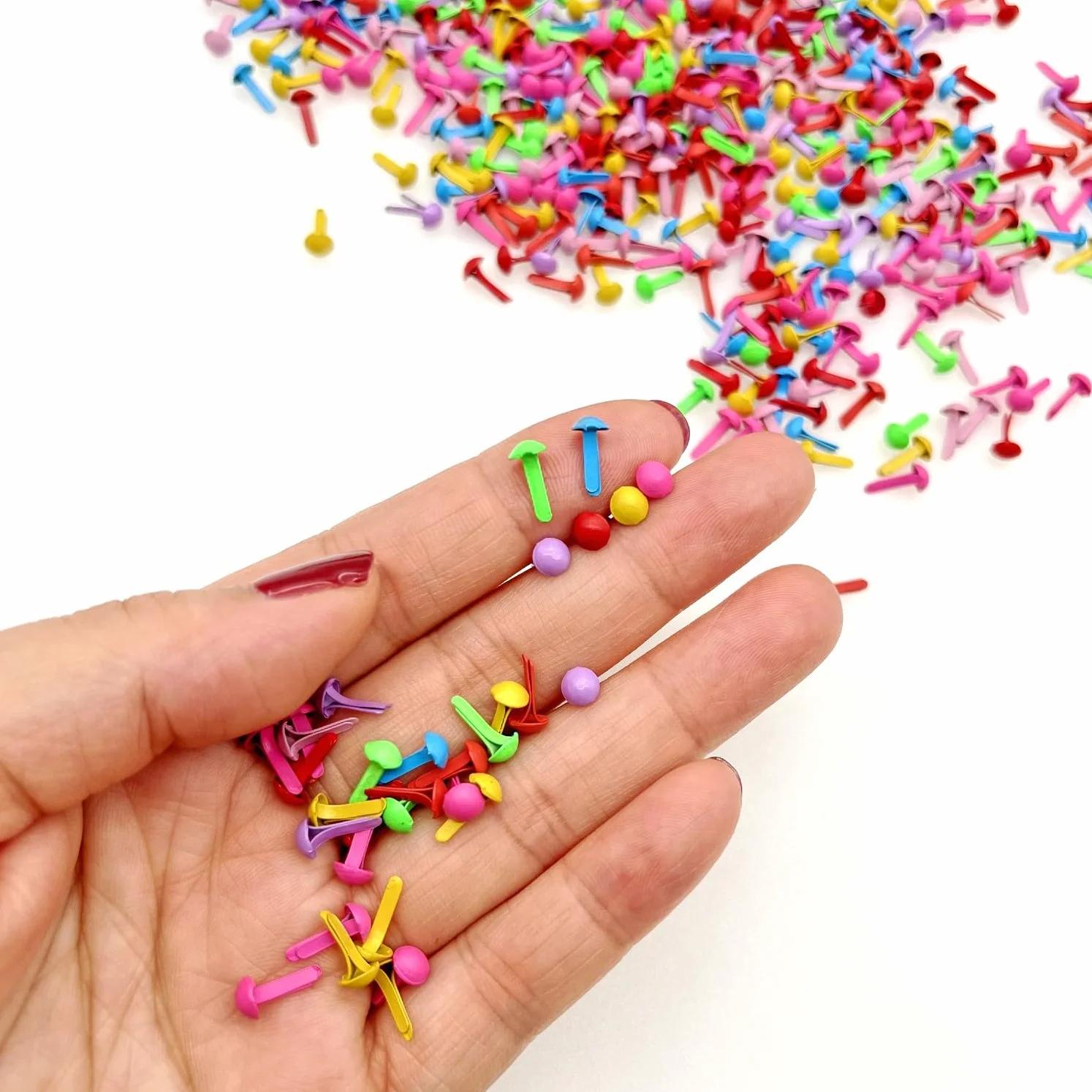 Mini fermacampioni metallo 4mm multicolori 500 pezzi per scrapbooking