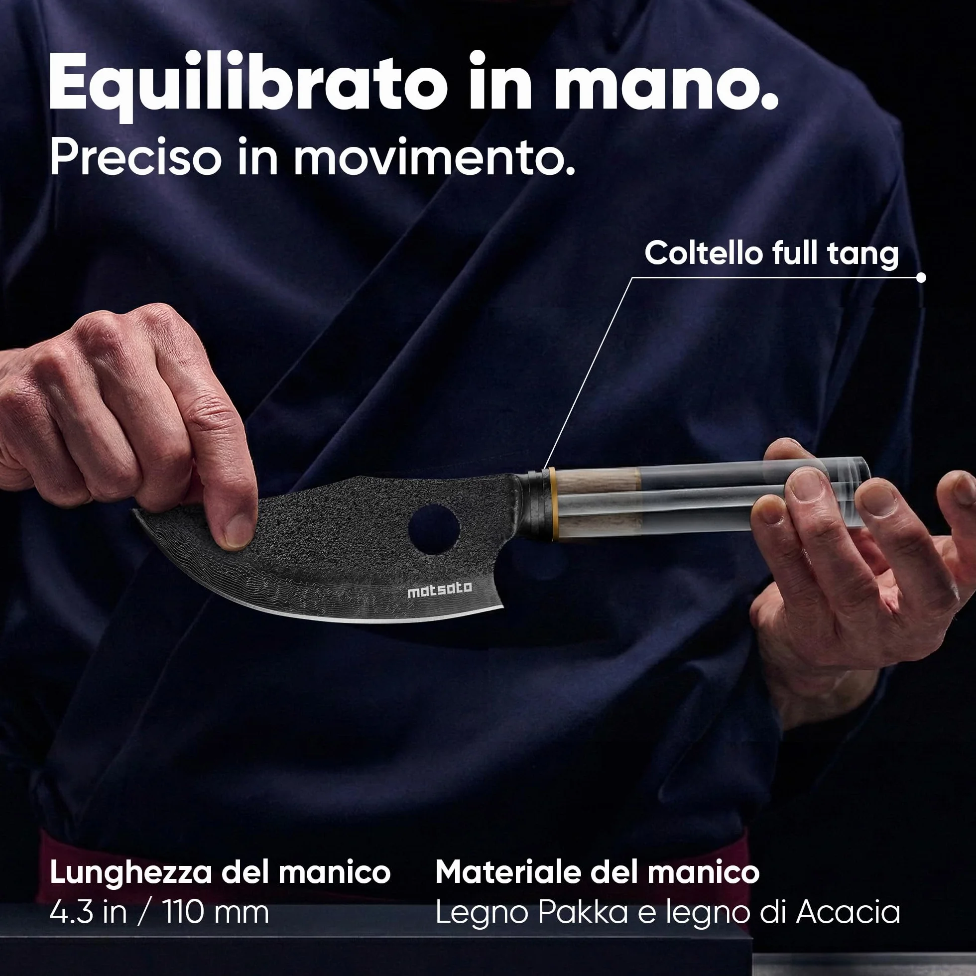 Matsato Osuren Coltello da Cucina Lama Acciaio Giapponese 16cm Damascato Manico Legno