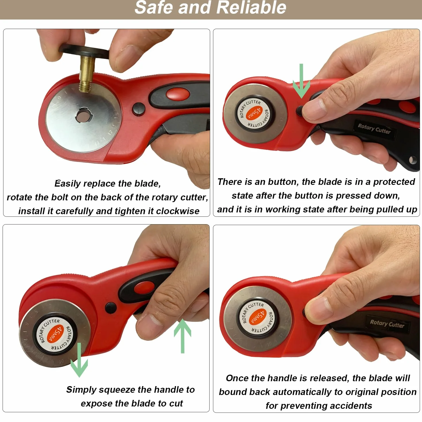 Rotary Cutter 45mm 5 Lame Sostituibili Taglierina Rotante per Tessuti Quilting Cucire