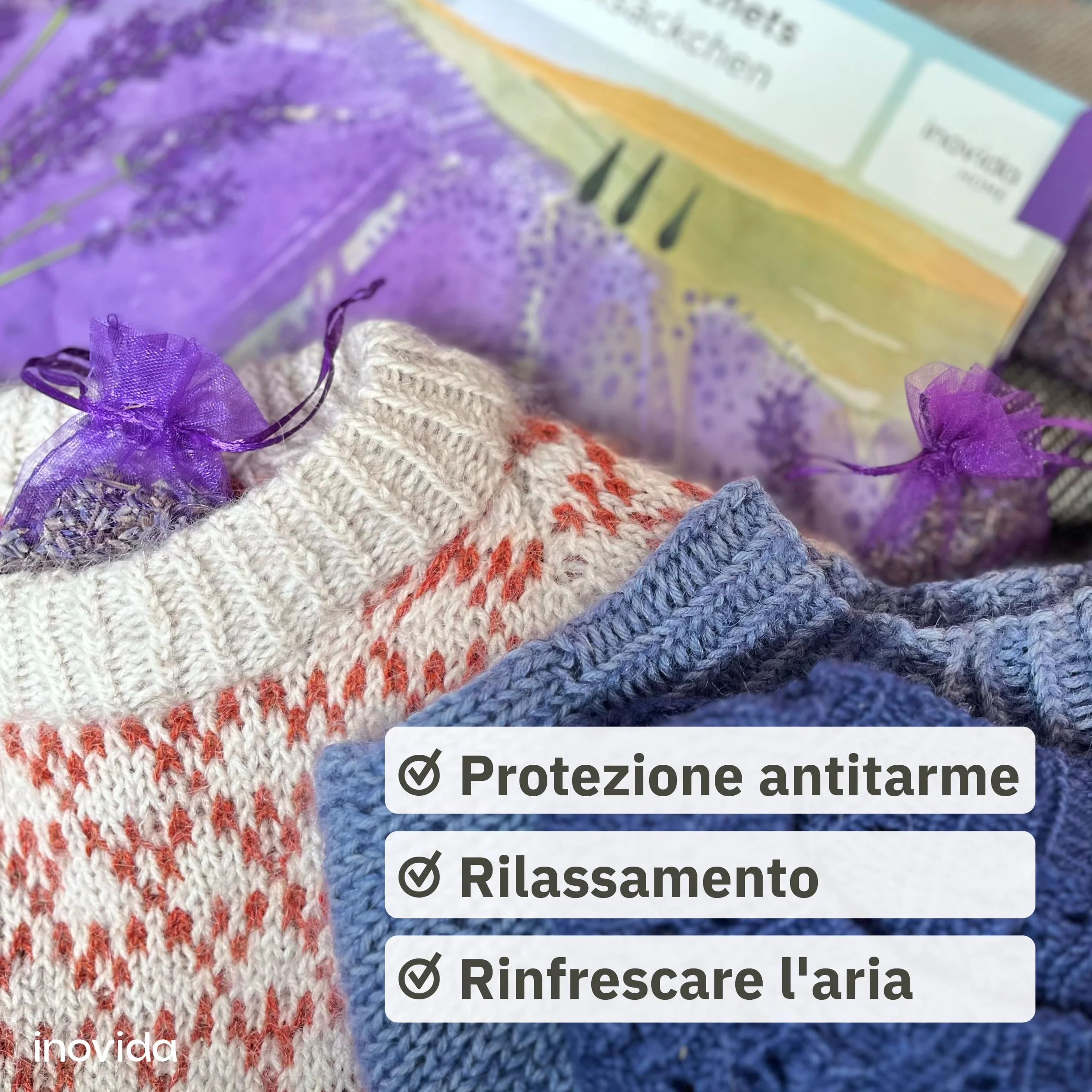 Sacchetti Profumati Lavanda: 20x Lavanda Vera Essiccata – Protezione Antitarme per gli Armadi – Sacchetti Profumatori per Armadio e Guardaroba – Profumatori Armadio – Profumo per Armadio – inovida