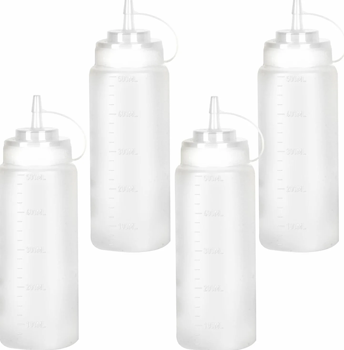 Flaconi Comprimibili 500 ml per Salse e Condimenti - Confezione da 4 Pezzi