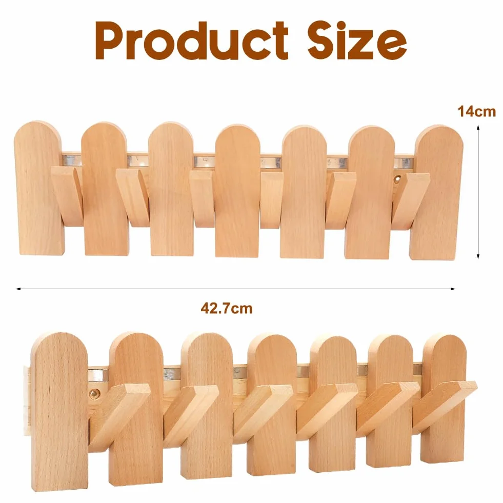 Gancio appendiabiti magnetico pieghevole in legno di faggio salvaspazio