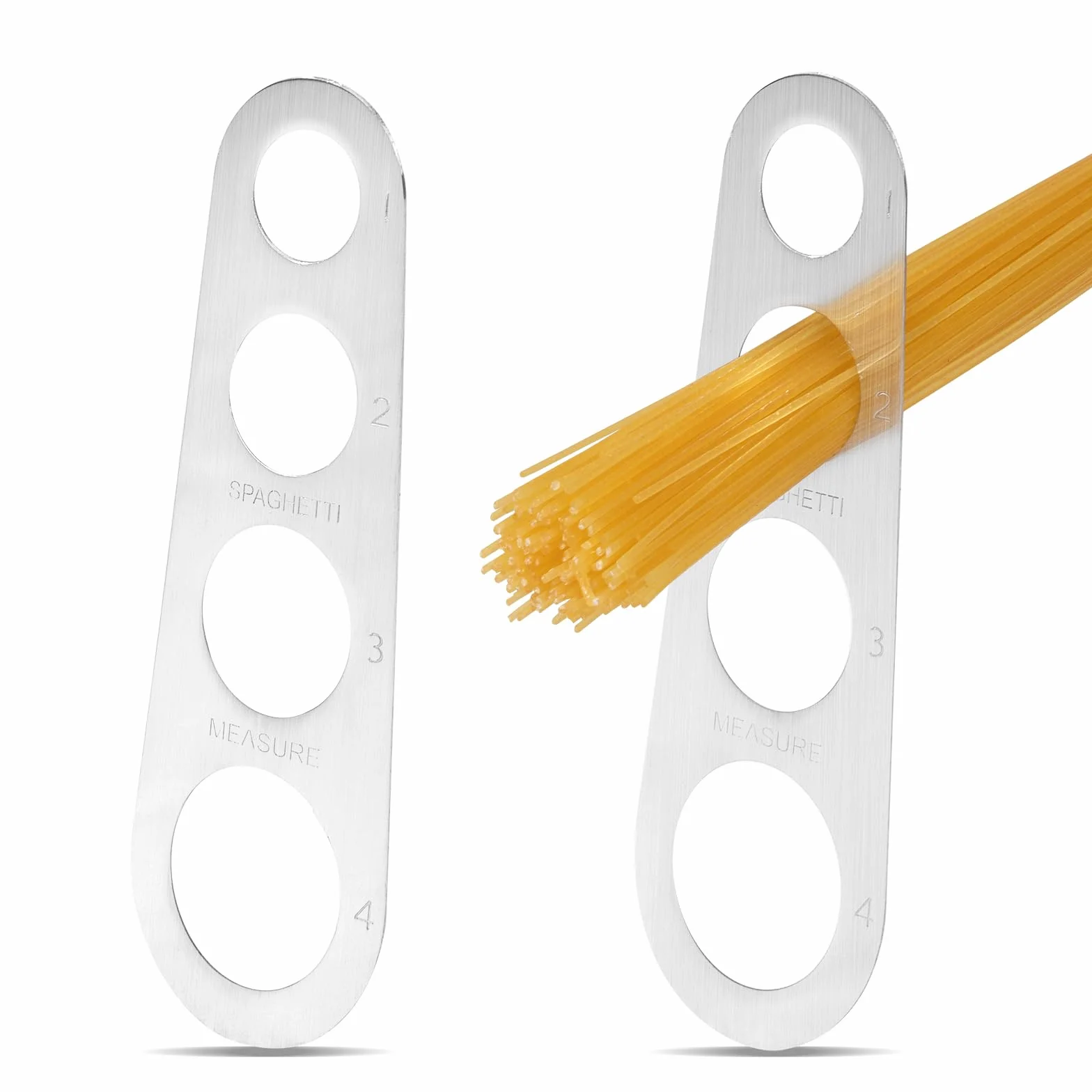 Misuratore di Spaghetti Misura Spaghetti in Acciaio Inossidabile Dosatore Spaghetti con 4 Fori di Misurazione per Cucina 2 Pezzi