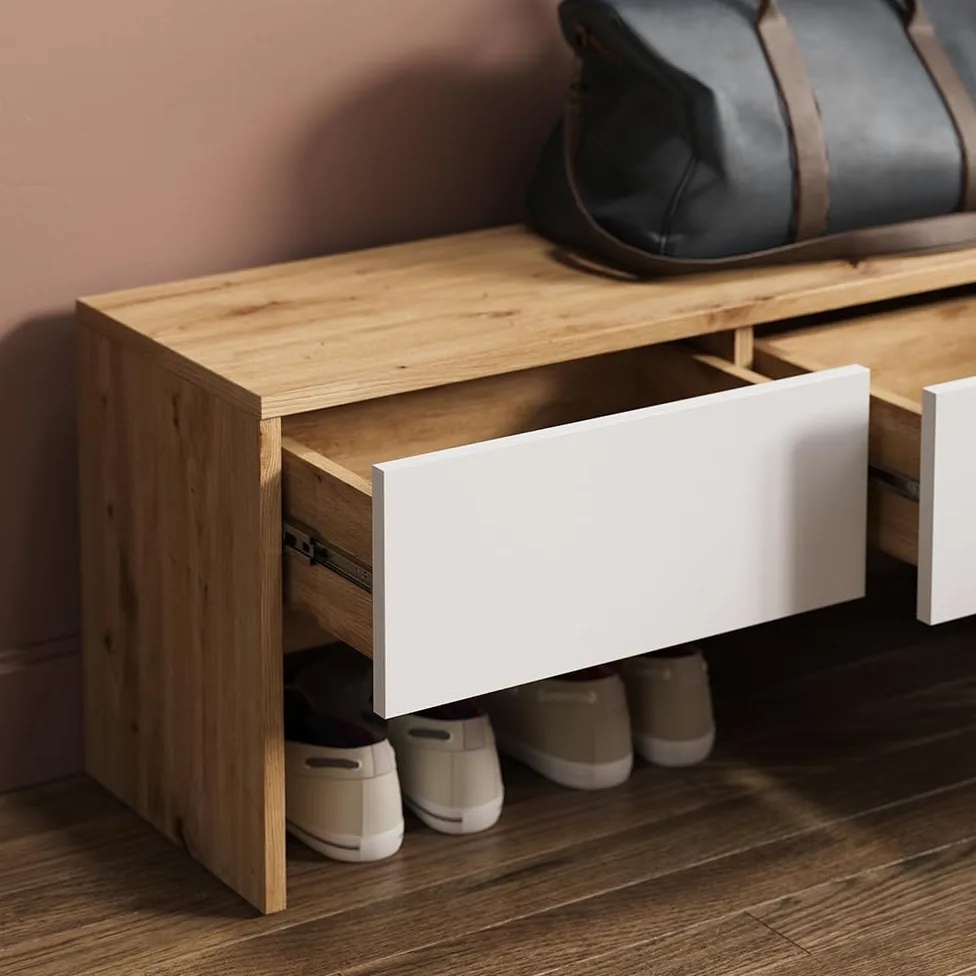 Vicco Armadio da ingresso Selena, Bianco/Artisan, 90 x 40 cm 4 parti, per montaggio a parete per un'organizzazione salvaspazio nell'ingresso