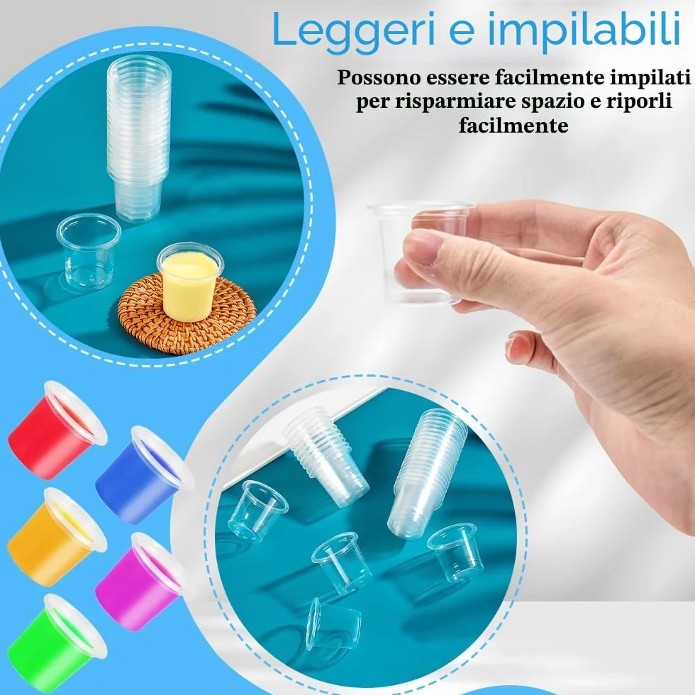 Bicchieri in Plastica Trasparente 20ml 2cl da Shot Riutilizzabili 300 Pz
