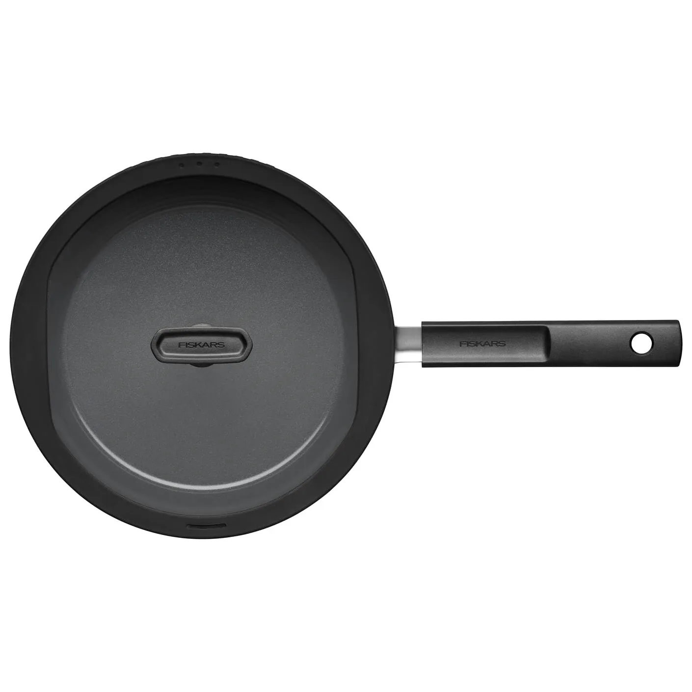 Fiskars Padella con Coperchio, Hard Face, Diametro 28 cm | Capacità: 3,5 litri, Rivestimento Antiaderente, Resistente ai Graffi, Alluminio/Plastica, Nero, 1075530