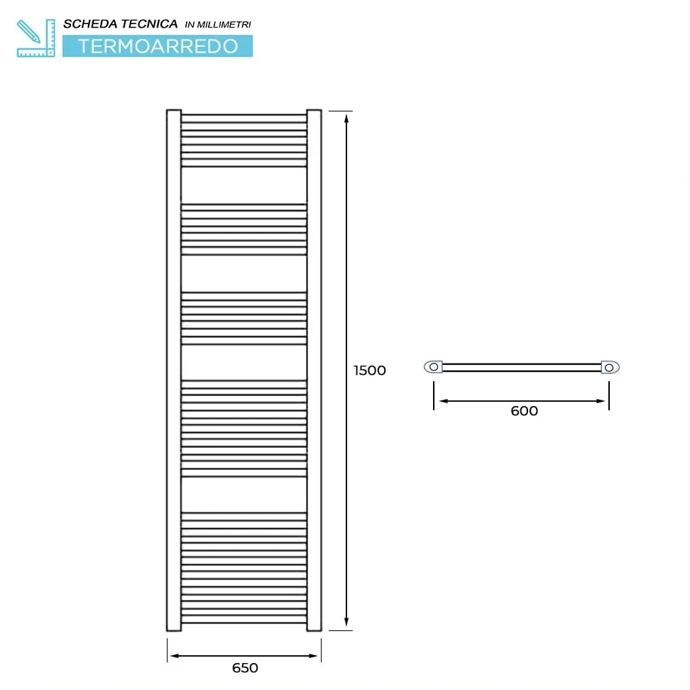 Inbagno Termoarredo Scaldasalviette Bianco 65x150 Interasse 60 Cm