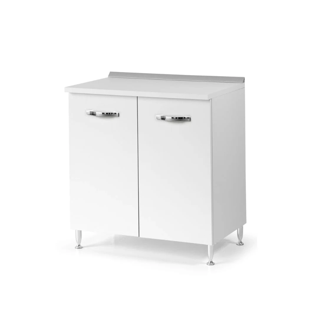 Linea Azzurra Base 80 Mobili Cucina Componibile con 2 Ante e 2 Ripiani in Legno Made in Italy H85xL80xP50 cm Elegante Funzionale Facile da Montare (Bianco Frassinato)