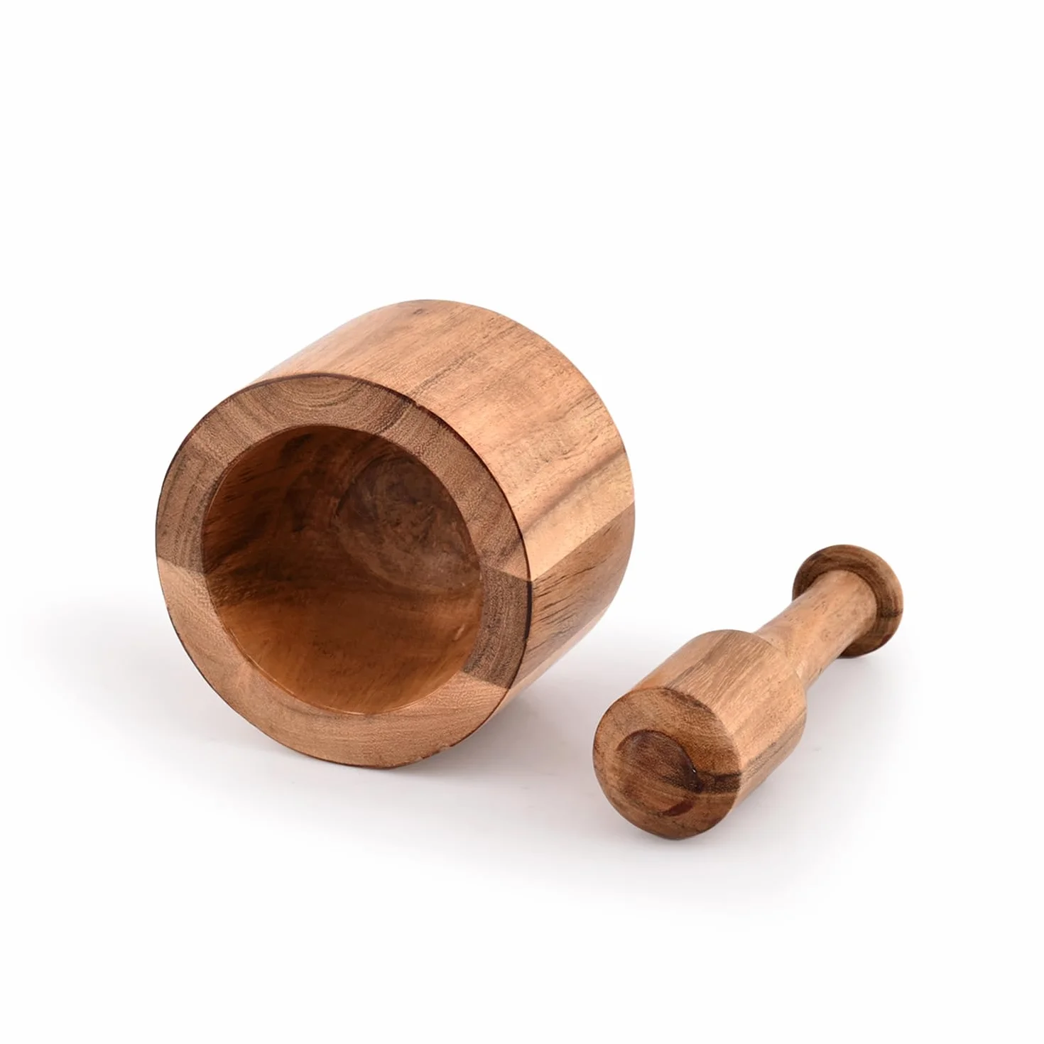 Samhita Mortaio e pestello in legno di acacia per aglio, pepe, erbe, utensili da cucina Regalo di compleanno, inaugurazione casa 10,2 x 7,6 cm, 14 cm