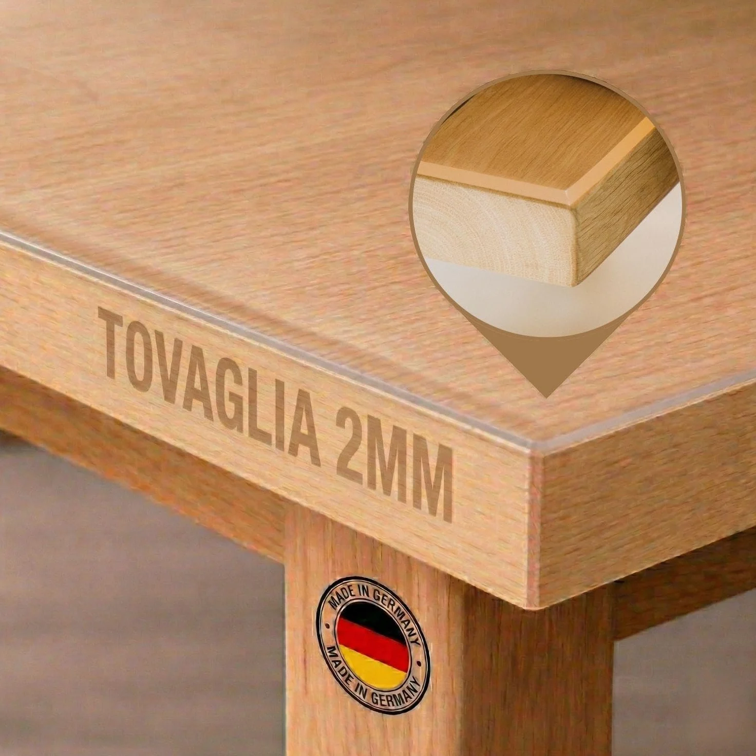 Trente Pellicola per tavolo 110 x 210 cm - spessore 2 mm - protezione da tavolo con bordi smussati, tovaglia trasparente, rettangolare, dimensioni a scelta, pellicola protettiva, lavabile