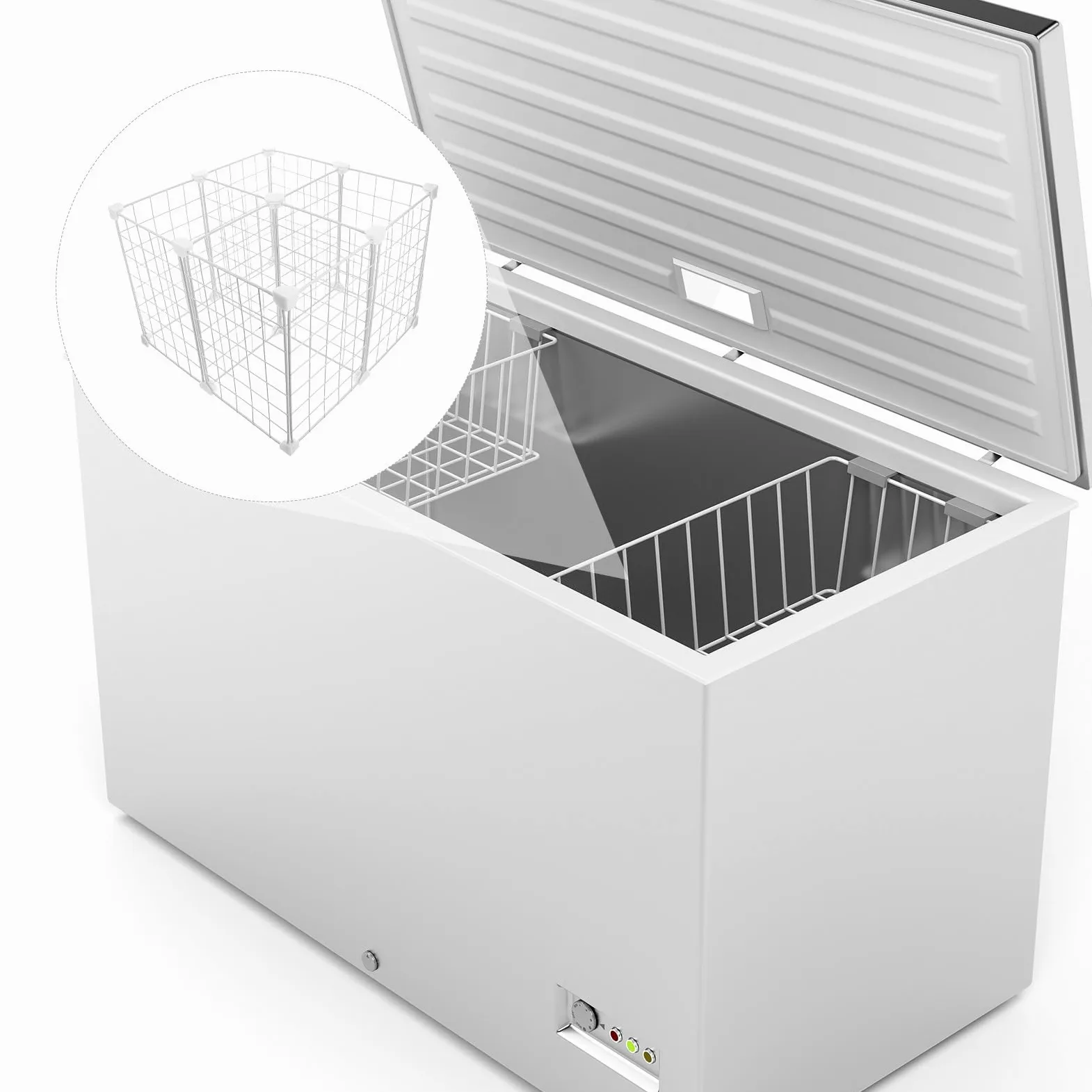 Cabilock Divisorio in Filo Metallico per Congelatore Pozzetto Cestello Portaoggetti Organizer per Congelatore Contenitore Divisorio in Ferro e Plastica per Stoccaggio Alimenti