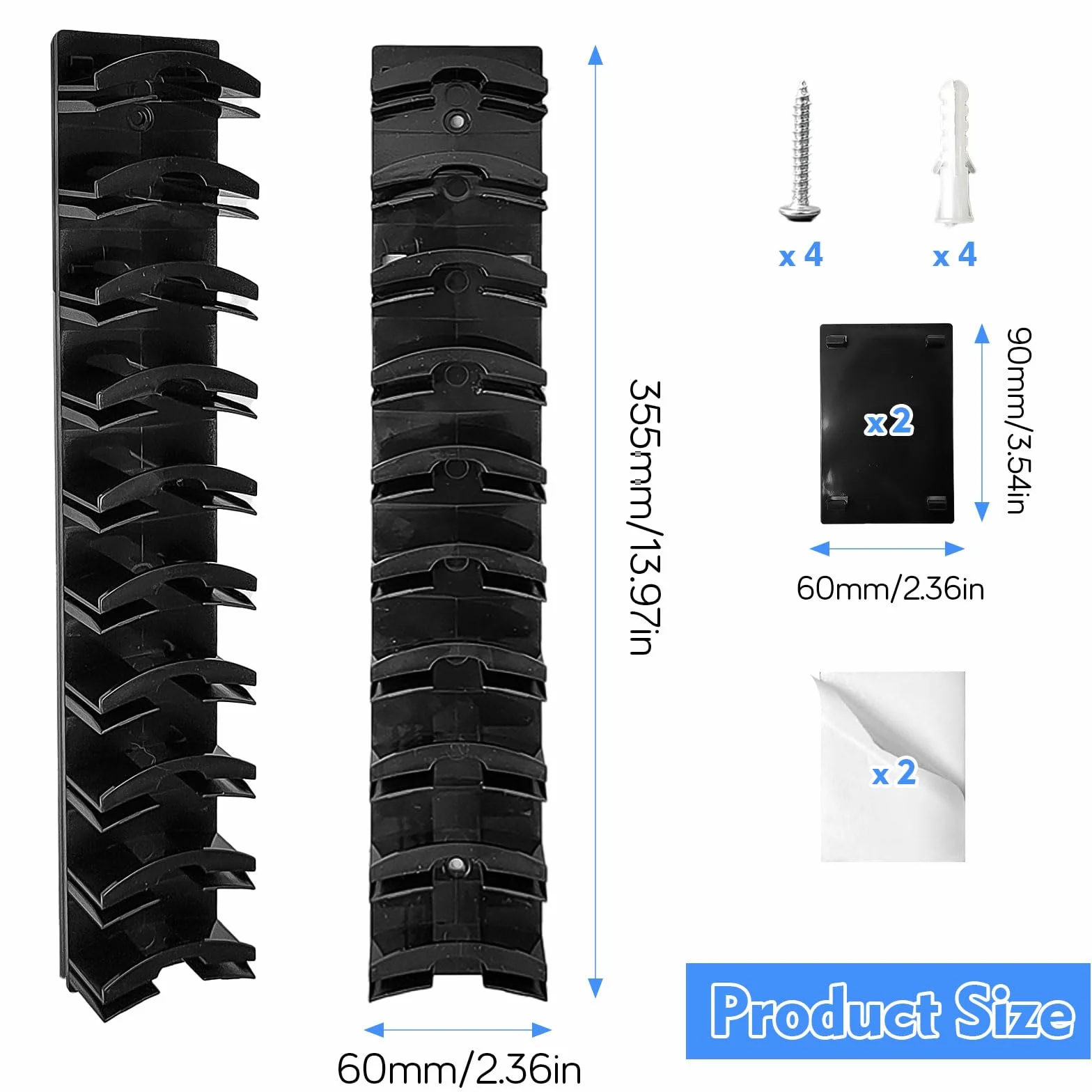 2 Pezzi Porta Cappelli da Parete, con Adesivo Forte/Trapano a Muro, Due Metodi di Fissaggio, Materiale Plastico, Possono Sostenere 20 Cappellini (Nero)