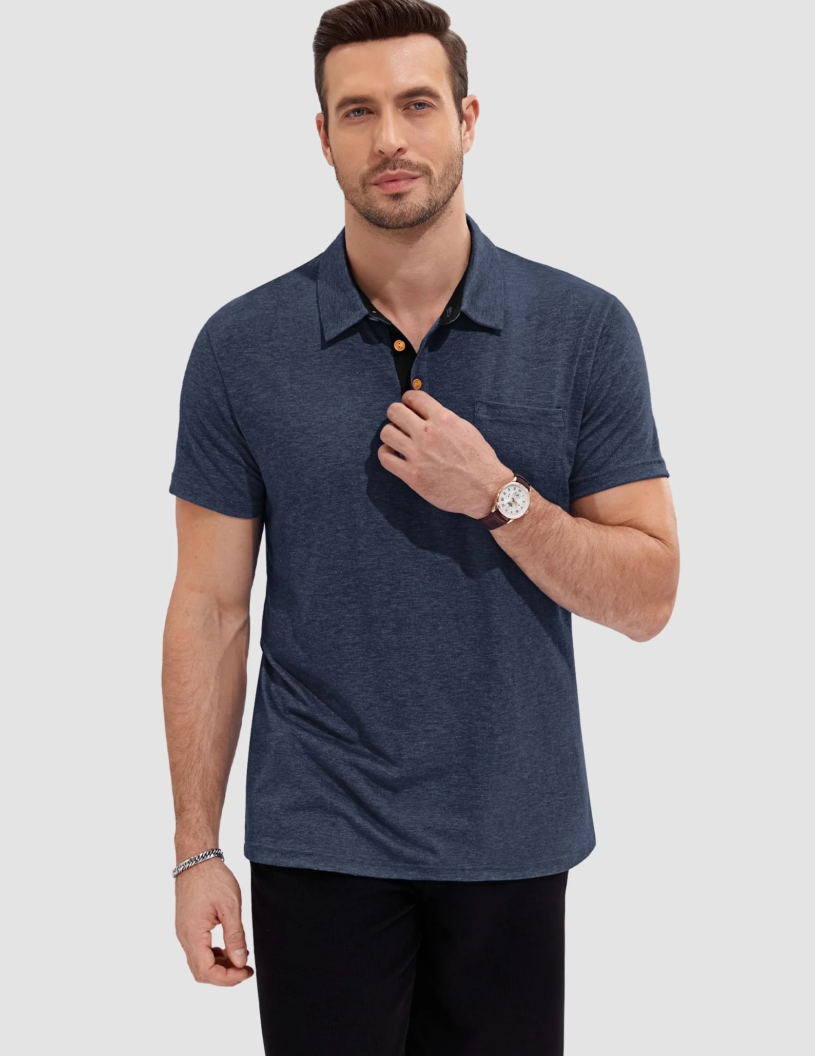 TARAINYA Polo Uomo Cotone Maniche Corte con Tasca