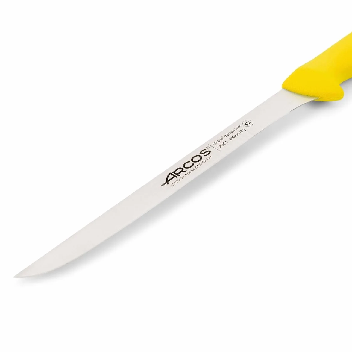 Arcos Coltello per Filettare con Lama in Acciaio Inossidabile Nitrum 200 mm – Manico Ergonomico in Polipropilene, Ideale per Filettare Carne e Pesce – Giallo, Serie 2900