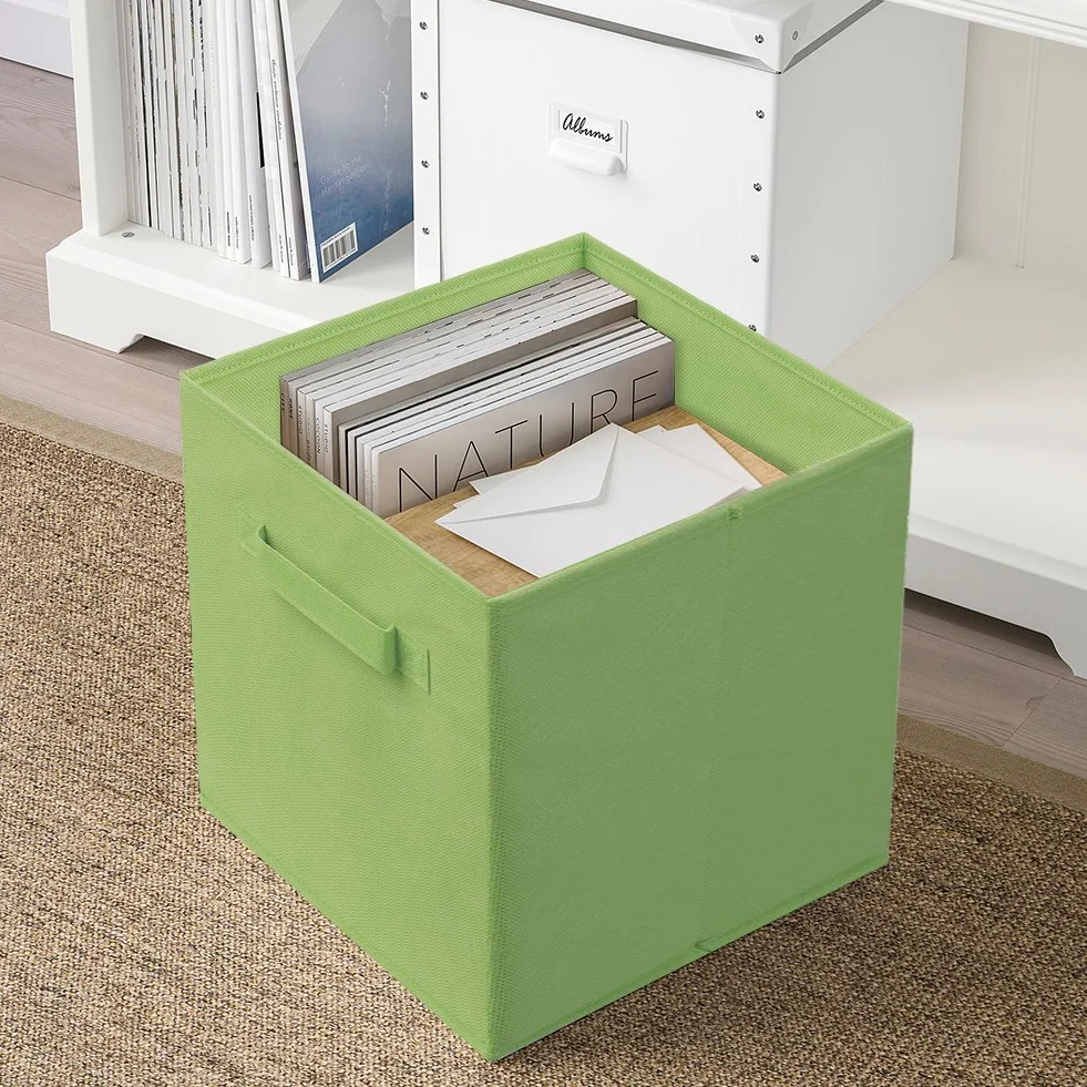 Powerking Cestini portaoggetti, cubi portaoggetti pieghevoli in tessuto e cassetto portaoggetti per riporre gli oggetti in stoffa per armadio e giocattoli (verde, 6)