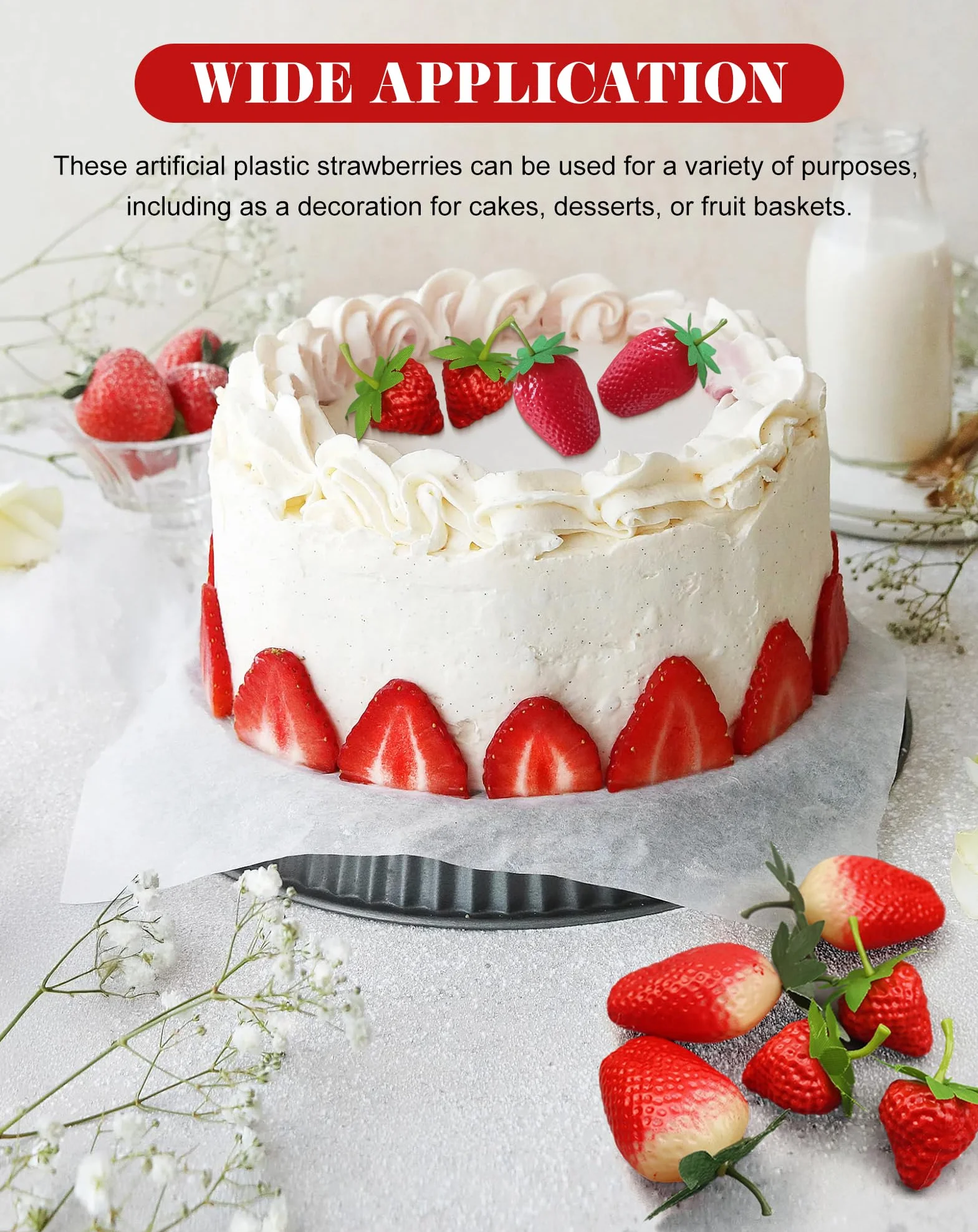 Fragole Finte in Plastica Realistiche Rosse Decorative 30 Pezzi per Casa Cucina Feste Matrimoni Fotografie