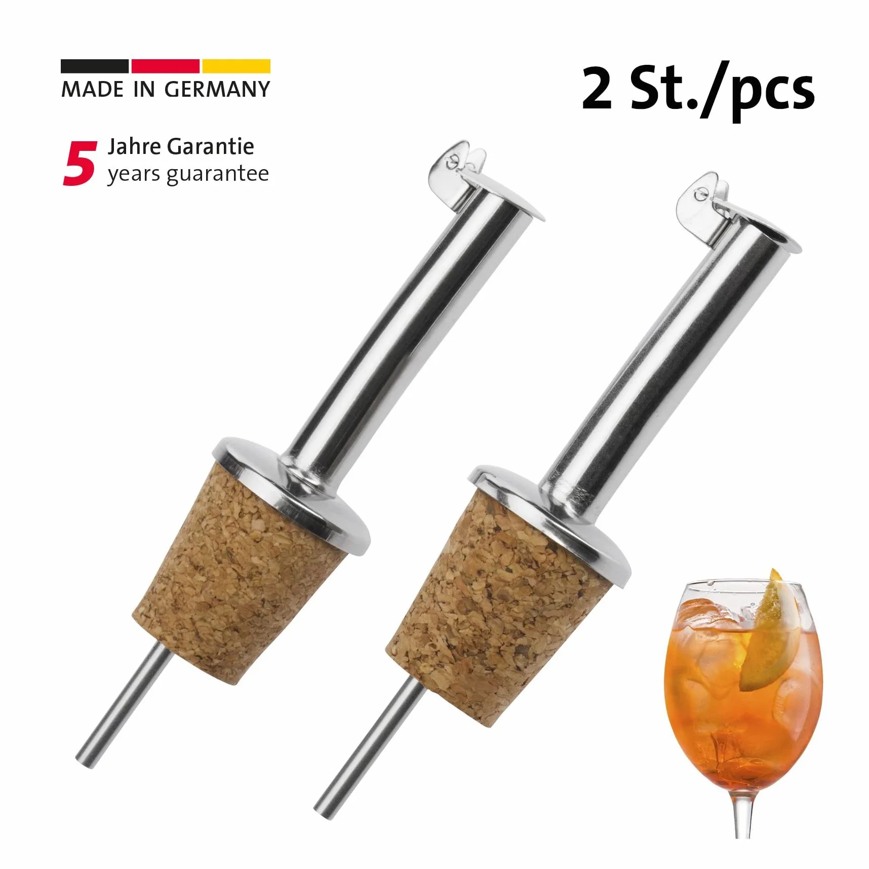 Westmark 2 Beccucci per Bottiglie di Liquori, Olio e Aceto, Acciaio Inossidabile, Argento