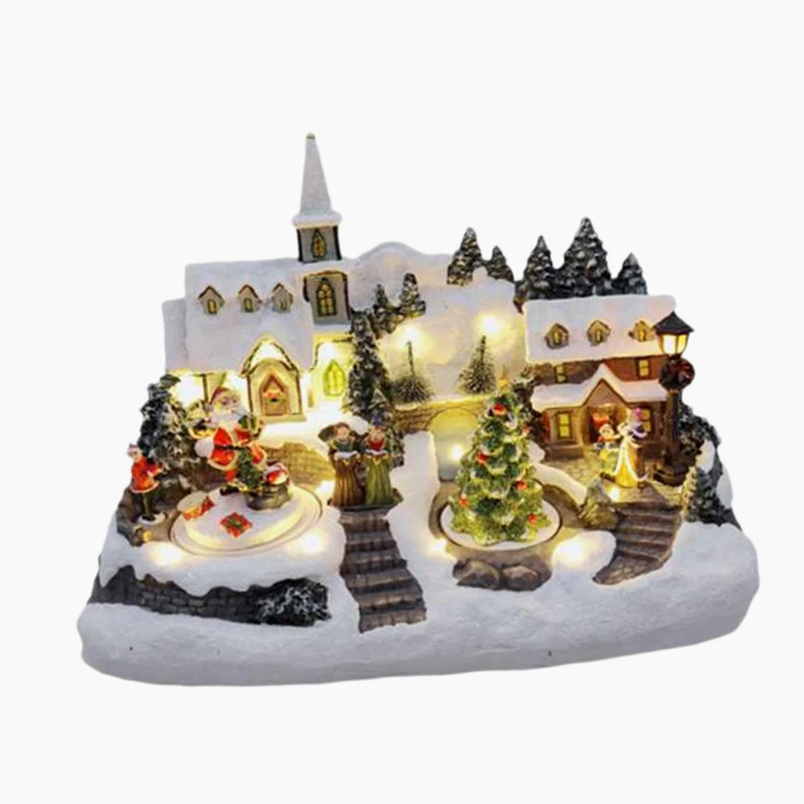 predolo Decorazione natalizia a LED con musica, micro paesaggio, ornamento da collezione con luci e musica per ufficio, camera da letto, casa