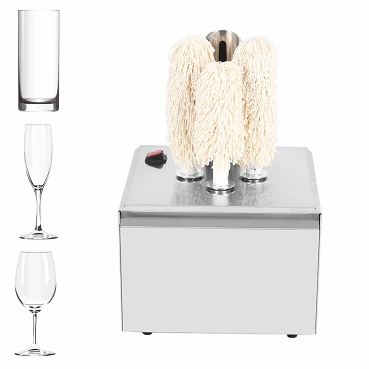 Lucidatrice Elettrica per Bicchieri da Vino Macchina Lucidante Commerciale con Riscaldatore e Spazzole in Microfibra